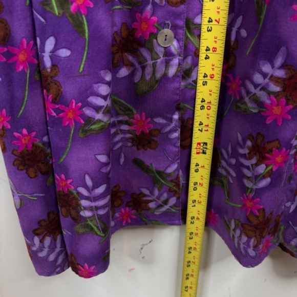 VTG 90s Impressions Maxi Dress M Purple Floral Collared Button Front Boho Retro - Picture 4 of 9